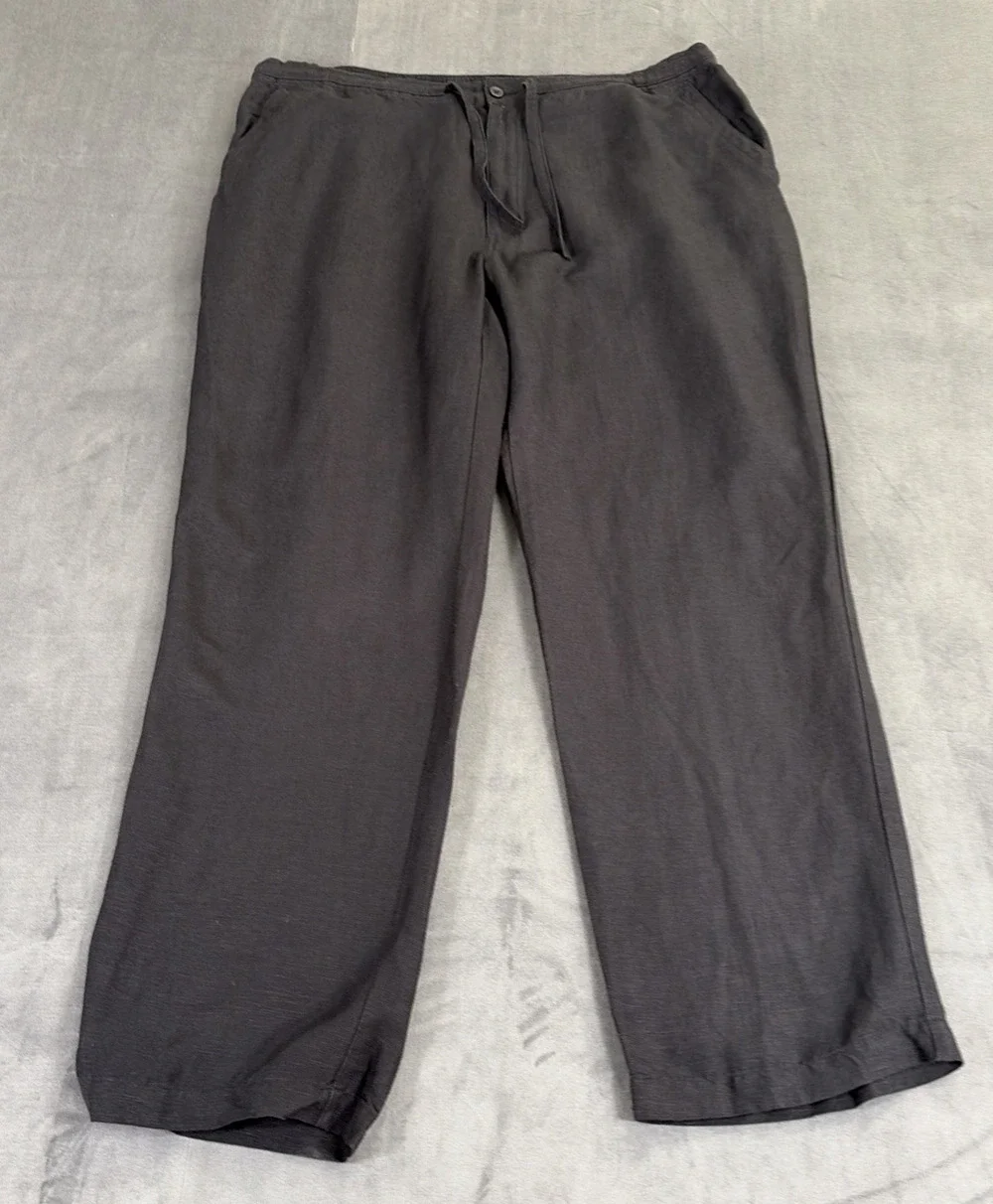 Cubavera Linen Blend Drawstring Pants Mens X-Large Waist 40/42 Black Charity